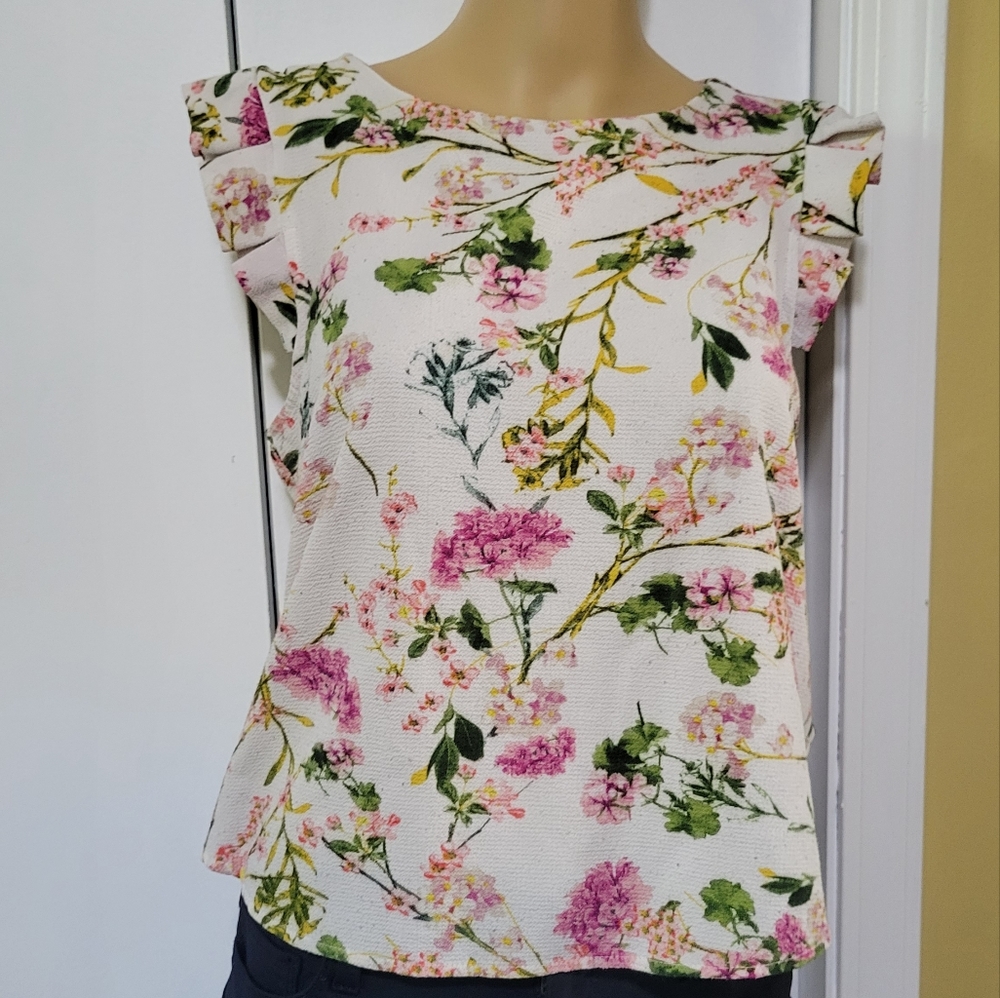 Monteau Floral Blouse Sz S